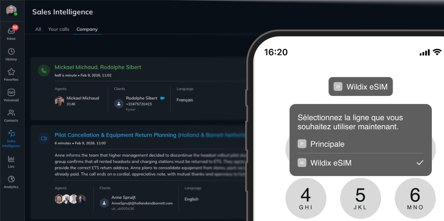 Wildix eSIM - Select the line you would like to use now - FR