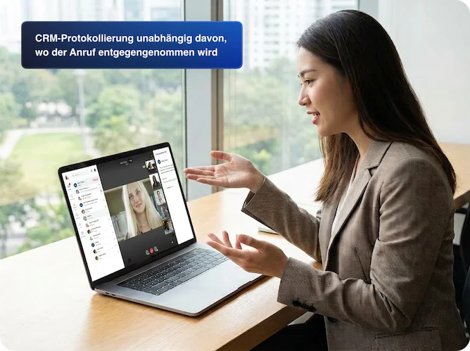 CRM logging from wherever the call is taken - DE