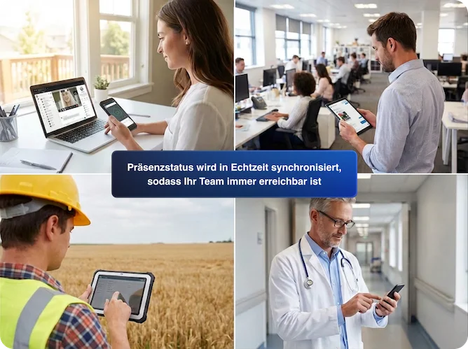Presence synced in real time so your team is always reachable - DE