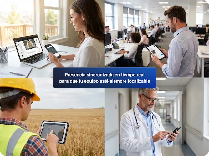 Presence synced in real time so your team is always reachable - ES