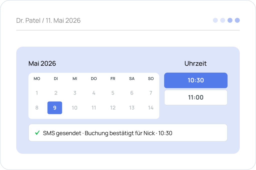 AI receptionist booking a patient appointment into the practice calendar