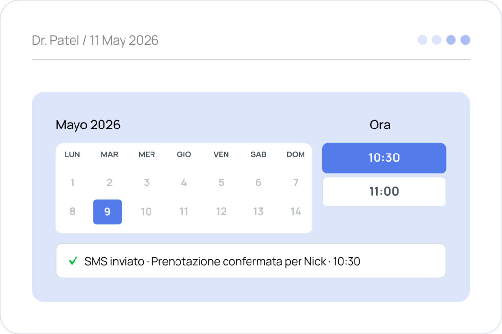 AI receptionist booking a patient appointment into the practice calendar