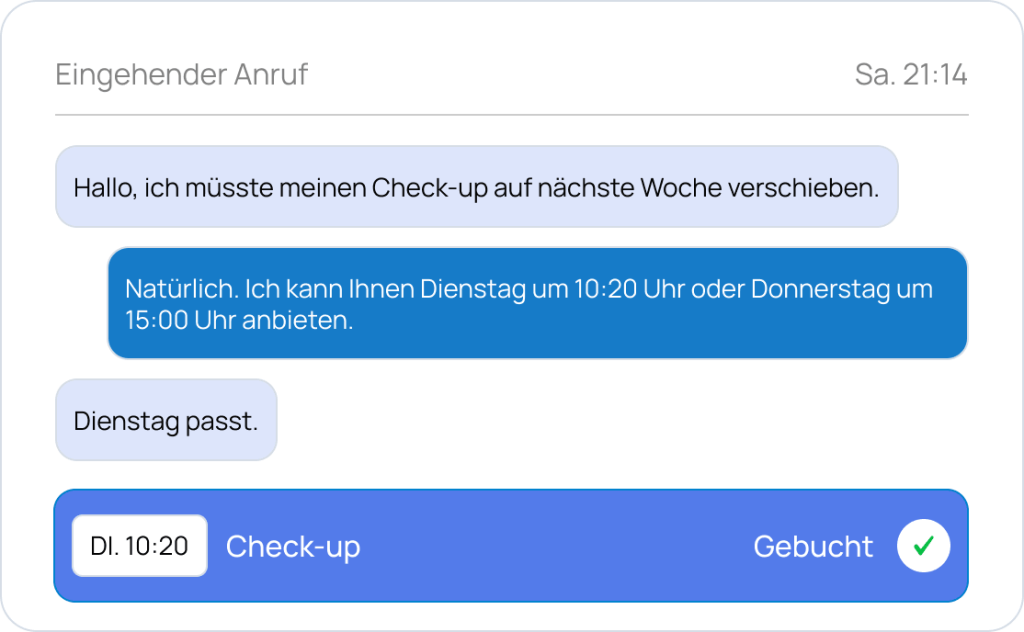 Reschedule check-up chat