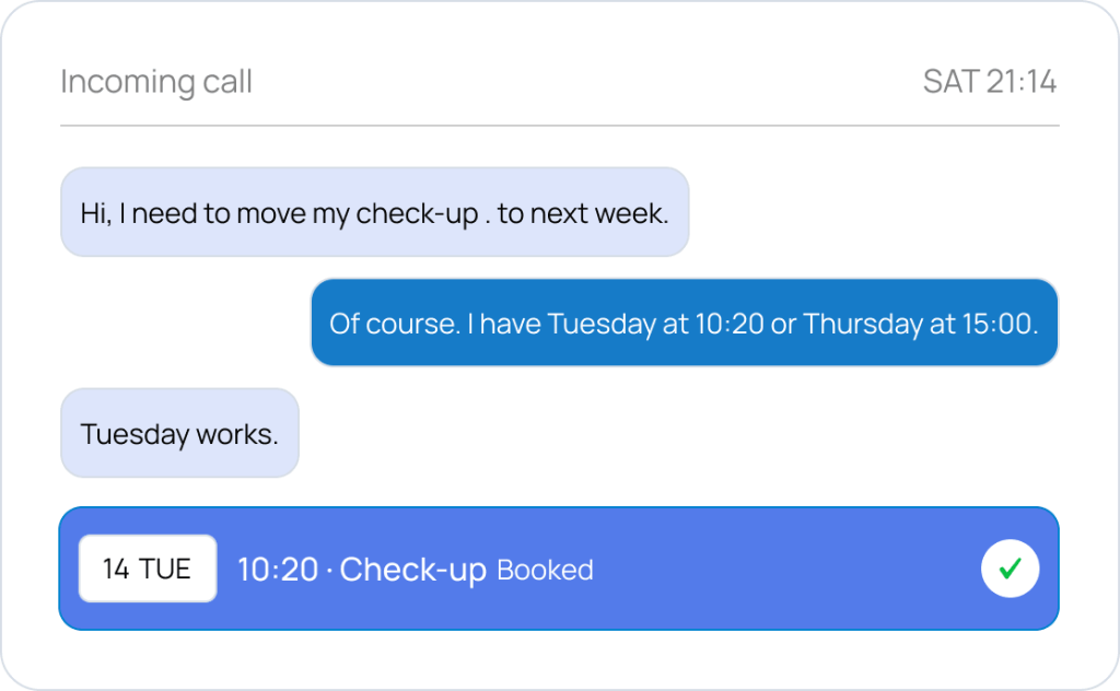 Reschedule check-up chat