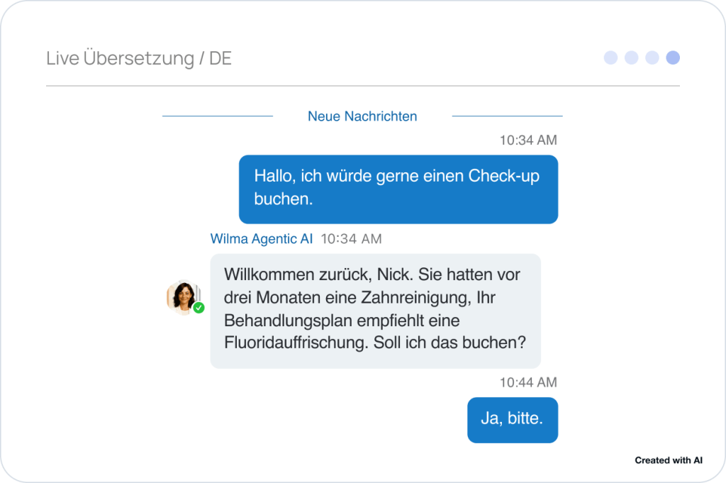Patient calling a clinic and reaching the AI receptionist instead of voicemail - Created with AI
