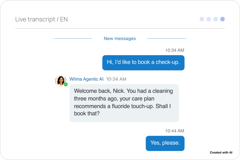 Patient calling a clinic and reaching the AI receptionist instead of voicemail - Created with AI