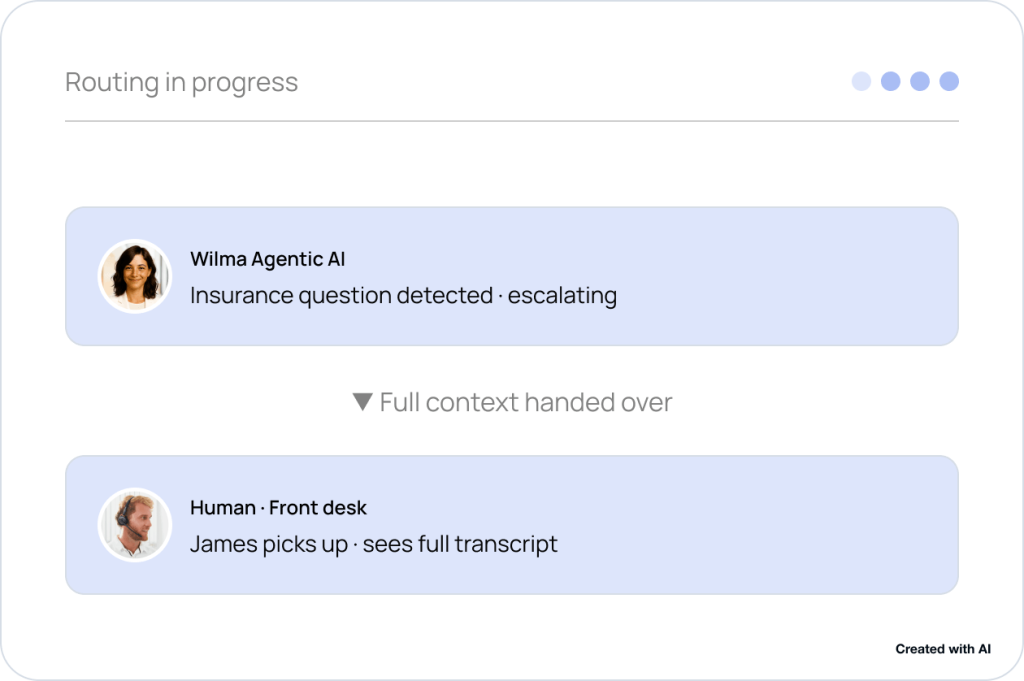 AI receptions moves chat to a real person - Created with AI
