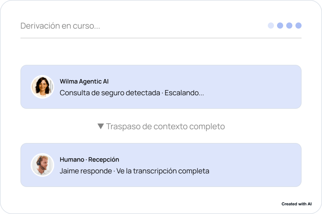 AI receptions moves chat to a real person - Created with AI