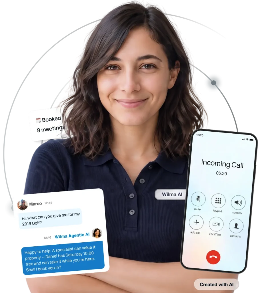 Wilma AI Automotive Receptionist bottom image - Created with AI